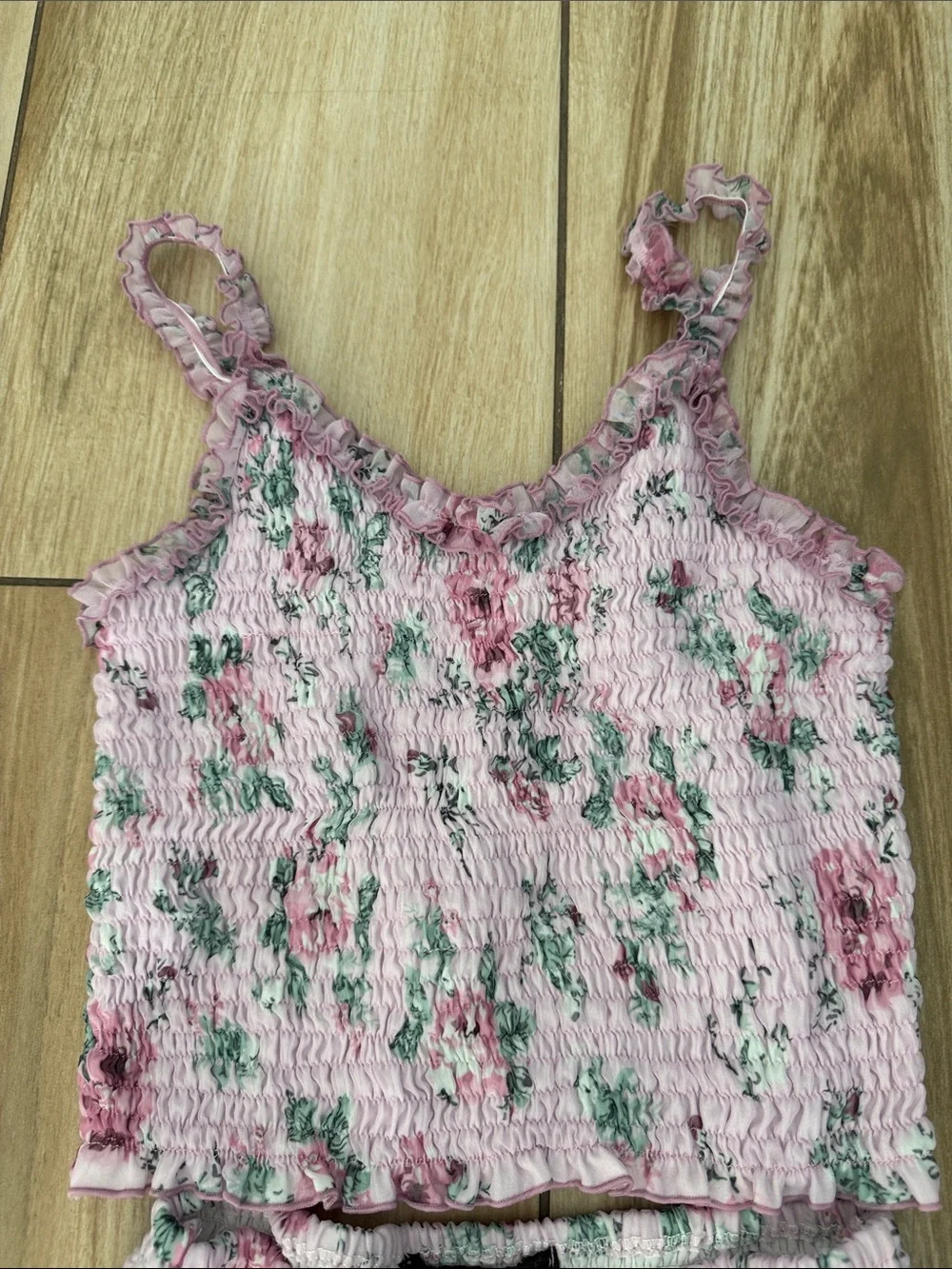 Pink Floral Smocked Two-Piece Set
